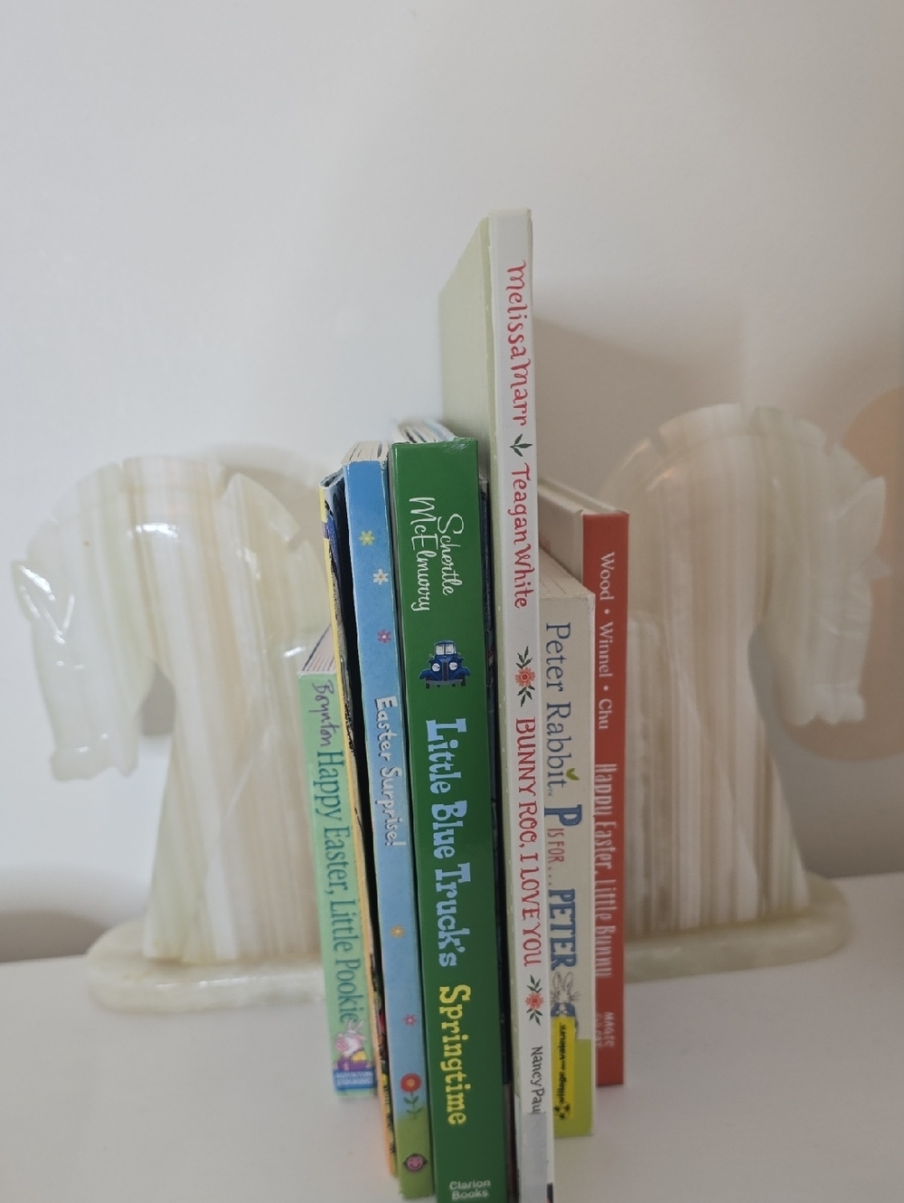 Vintage Alabaster Horse Head Bookends